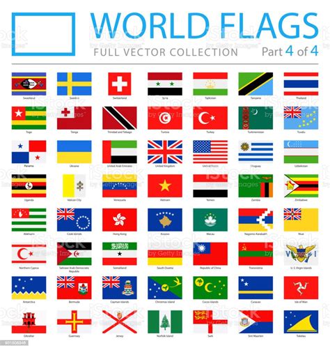 World Flags Vector Rectangle Flat Icons Part 4 Of 4 Stock Illustration