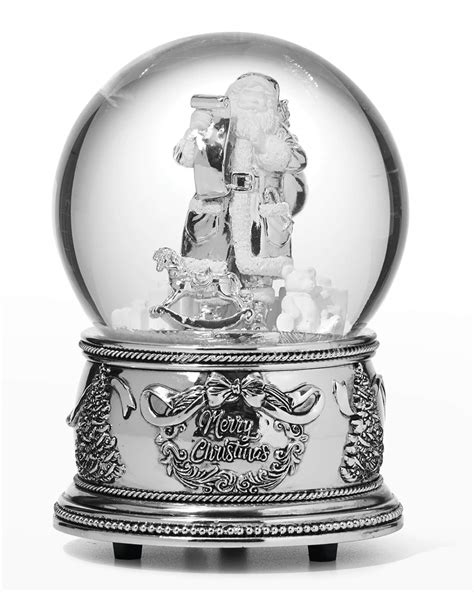 Reed And Barton Exclusive Silver Santa Musical Snow Globe Horchow