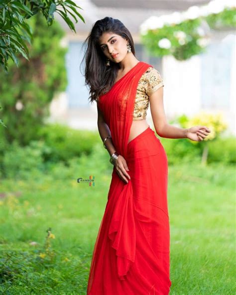 Divya Suresh Photoshoot Stills In Red Saree South Indian Actress