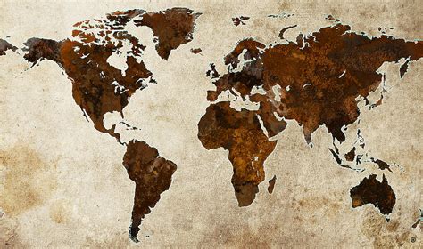 Grunge World Map By Gary Grayson