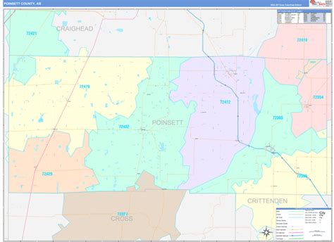 Poinsett County Ar Wall Map Color Cast Style By Marketmaps Mapsales