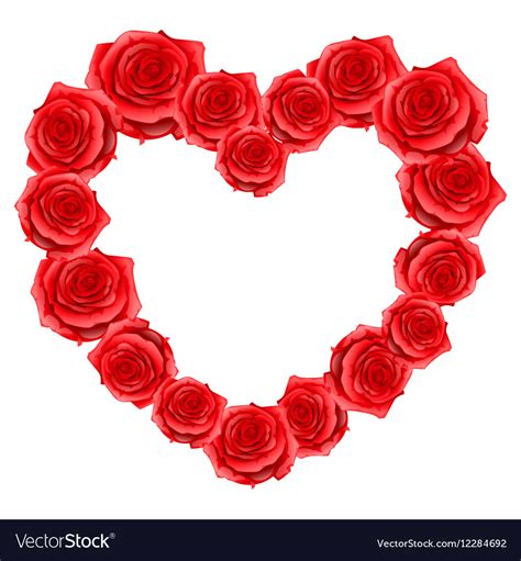 Heart Frame Red Realistic Roses Happy Royalty Free Vector