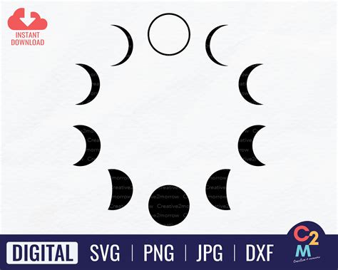 Moon Phases Svg Lunar Phases Svg Crescent Moon Full Moon Etsy