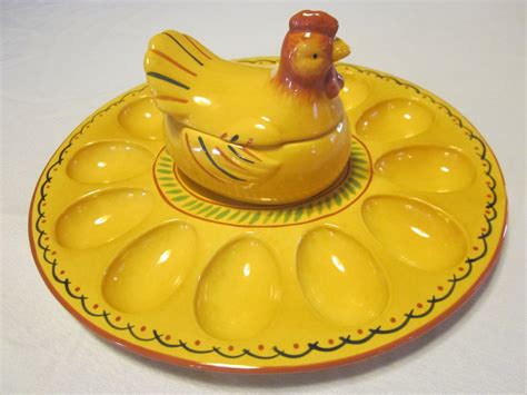 Vintage Deviled Egg Plate With Chicken