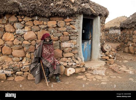 Man At His Hut In A Basotho Village Sani Top Lesotho Stock Photo Alamy