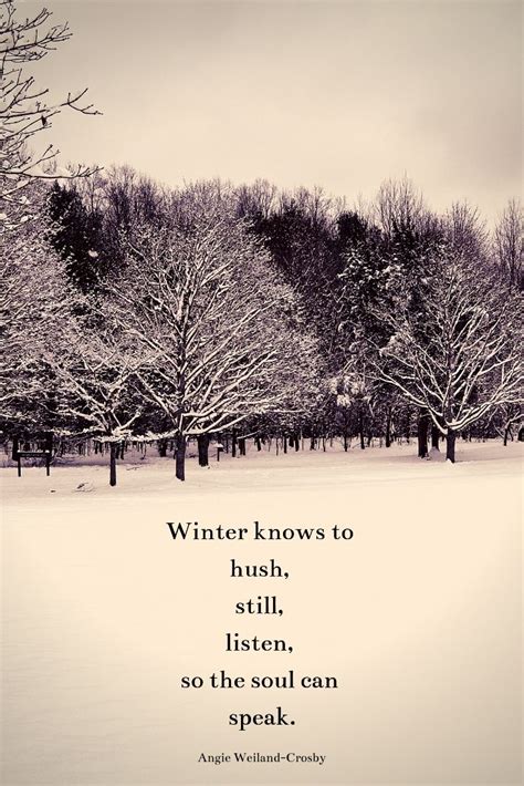 Soulful Quote About Winter With Snow And Treeswinter Knows To Hush