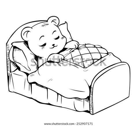 Cartoon Cute Teddy Bear Sleeping Bed 库存矢量图（免版税）252907171 Shutterstock
