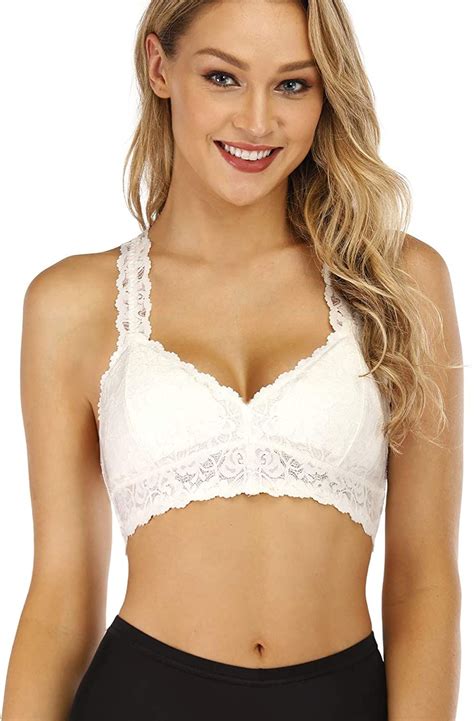 Rolewpy Womens Sexy Lace Bra Removable Padded Racerback Breathable