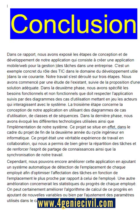 Exemple De Conclusion De Projet Word