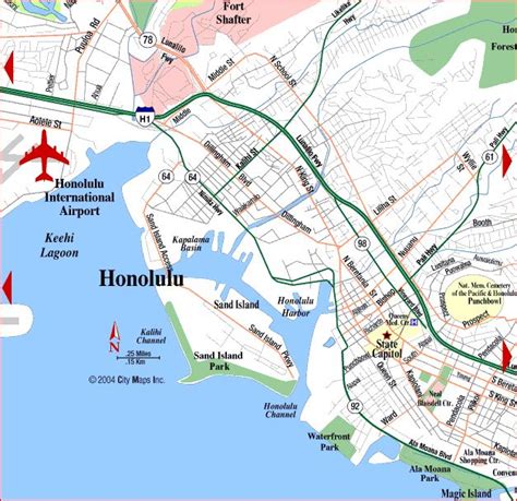 Urban Honolulu Map Tourist Attractions