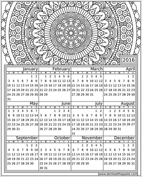 Calendar Coloring Pages For Adults Thousand Of The Best Printable