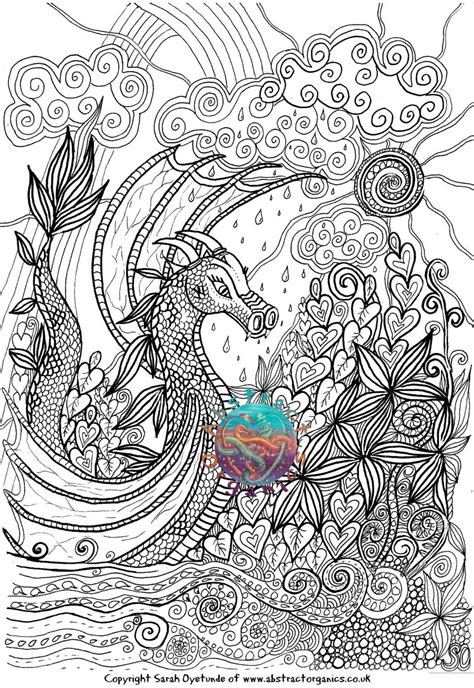 I'm rather pleased with how this came out. Dragon landscape, fantasy landscape, adult colouring ...