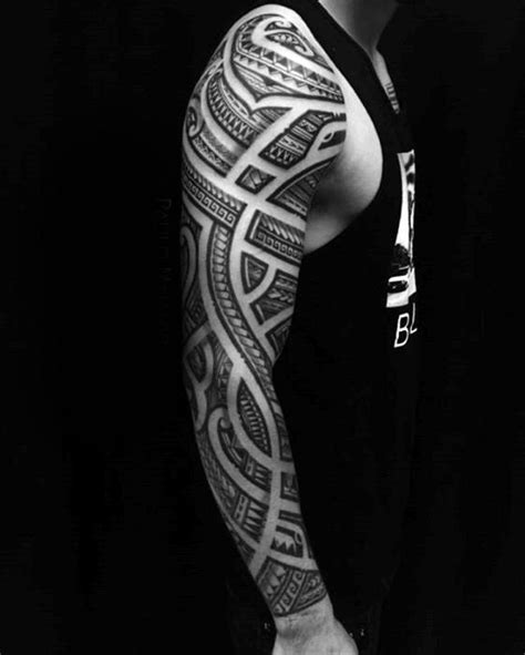 If you're looking around for ideas, here are some popular full sleeve ideas to consider: 50 Polynesian Arm Tattoo Designs For Men - Manly Tribal Ideas