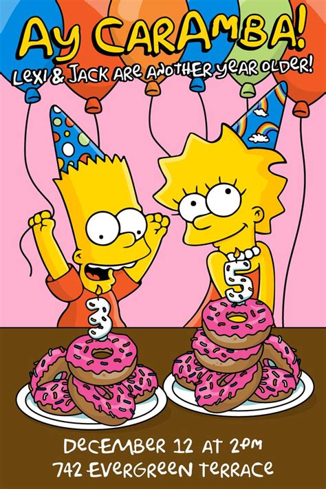 Simpsons Themed Birthday Invitation For Combined Party Simpsons