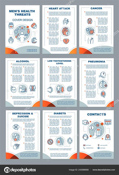 men s health threats risks brochure template layout male diseases flyer stock vector image by