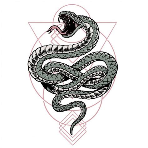 Premium Vector Spiritual Snake Geometry Snake Geometric Tattoo Vector