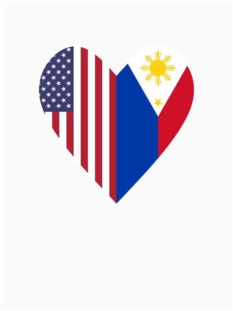 half philippines flag half usa flag love heart t shirt by trevelyanprints redbubble