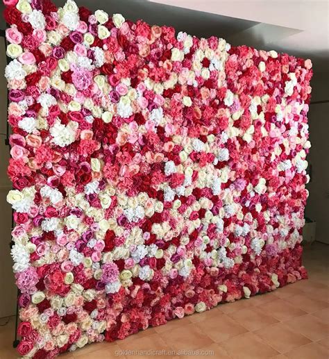 Customized Artificial Silk Wedding Roll Up Flower Wall Rose Backdrop
