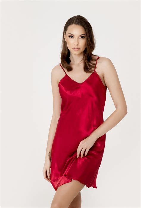 Red Puree Silk Night Dress Puree Silk