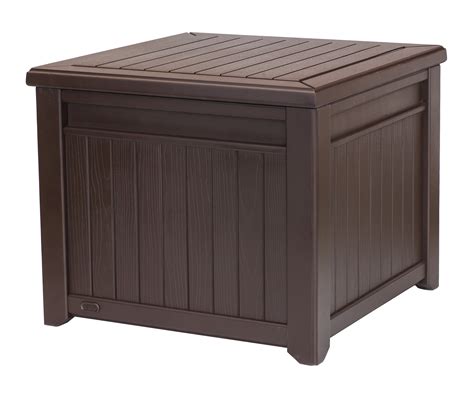 Keter Cube 55 Gallon Wood Look Resin And Plastic Deck Box Brown