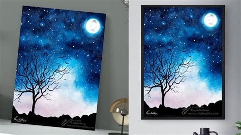 Moonlight Painting For Beginners Moonlight Night Ideas Sponge