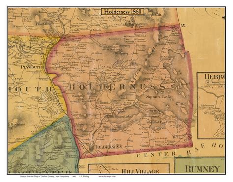 Holderness New Hampshire 1860 Old Town Map Custom Print Grafton Co