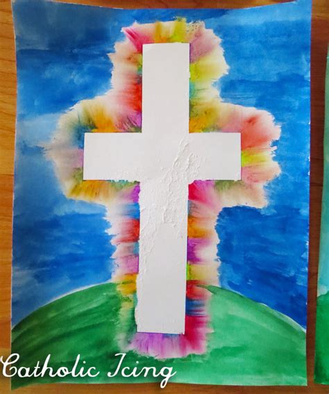 Easter Cross Art Project For Kids Oil Pastel Smudge Technique With