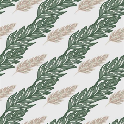 Vintage Leaf Seamless Pattern Minimalistic Leaves Ornament Stock