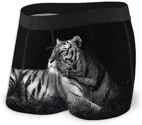 Black And White Tiger Mens Boxer Brief Underwear With Flex Waistband