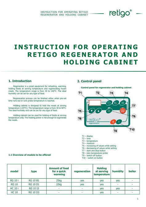 Retigo Rg 10 I Instructions For Operating Pdf Download Manualslib