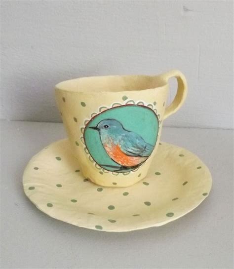 Bird Tea Cup Tea Art Tea Cups Paper Mache