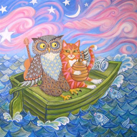 The Owl And The Pussycat Greetings Card From An Original Acrylic Painting Available Plastic Free