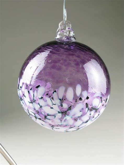Blown Glass Suncatcher Ornament Ball Deep Purple Blossom Etsy Blown Glass Art Glass Blowing