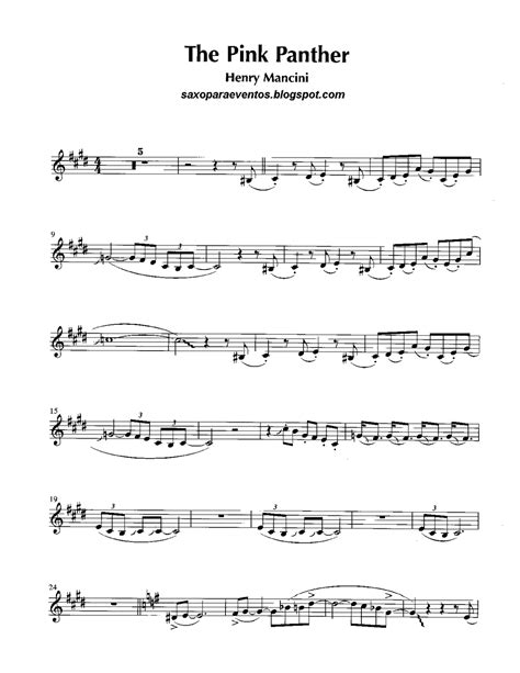 Free Printable Trumpet Sheet Music Pink Panther Free Printable
