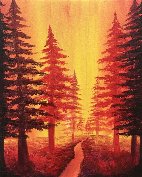 Golden Forest Landscape Pictures Canvas Painting Diy Forest Painting