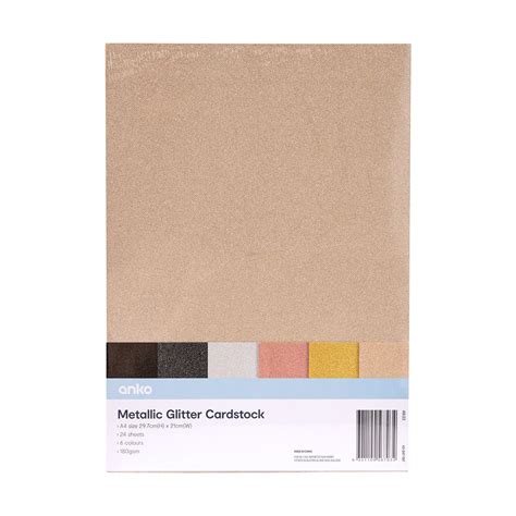 24 Pack Metallic Glitter Cardstock Kmart