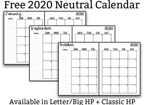 ☼ printable calendar 2020 pdf: 2020 Free Printable Calendar - Neutral 2020 Calendar
