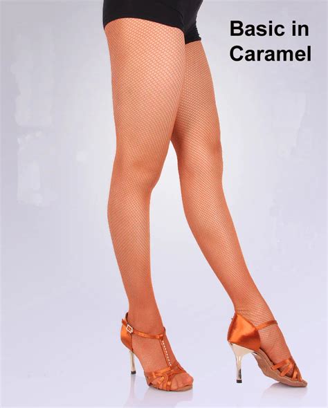 Black Nude Caramel Footed And Toeless Basic Fishnet Tights For Ballroom