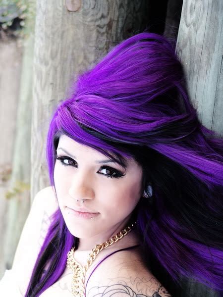 Celebrity And Hairstyle Purple Color Hair Funky Style