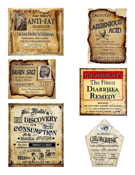 6 Vintage Apothecary Labels Digital Printables 1 Etsy