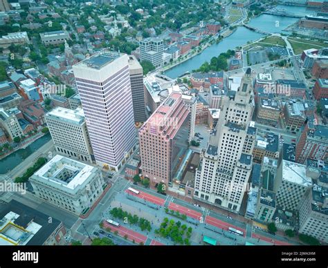 An Aerial View Of Downtown Providence Rhode Island Ri Usa Stock Photo