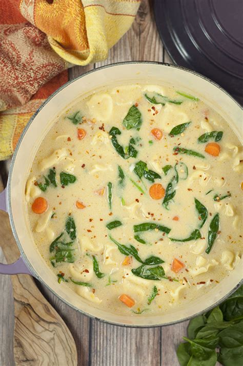 Chicken Alfredo Tortellini Soup Wishes And Dishes