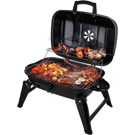 Dapota Charcoal Grill Portable Grill Bbq And Smoker With Lid Folding Tabletop Grill For