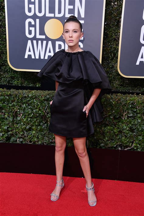 Millie Bobby Brown Wears Black Dress At Golden Globes 2018 Teen Vogue
