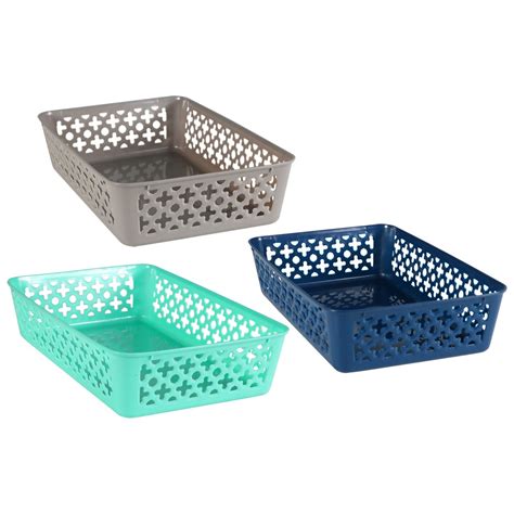Colorful Plastic Slotted Rectangular Baskets 2 Ct Packs