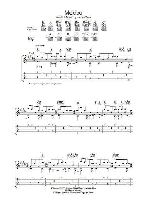 Mexico By James Taylor Guitar Tab Guitar Instructor