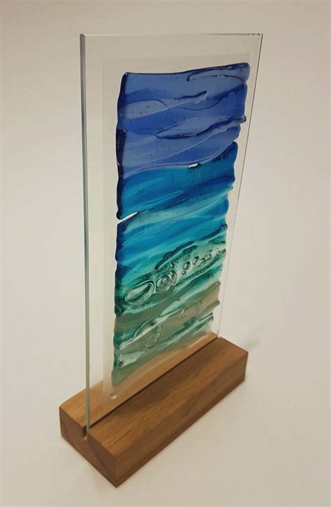 Handmade Fused Art Glass Wave Queen Glass Art Panels And Wall Hangings
