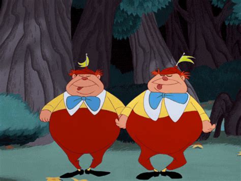 Birthday party themes, alice in wonderland, tea party, twins, birthdays, anniversaries, twin, birthday, gemini. Tweedle Dee GIFs - Get the best GIF on GIPHY