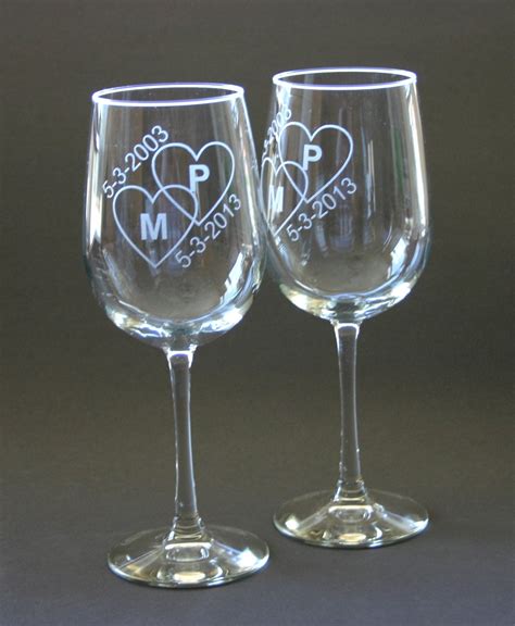 Custom Etched Wine Glasses Set Of 2 Engraved Wine Glasses