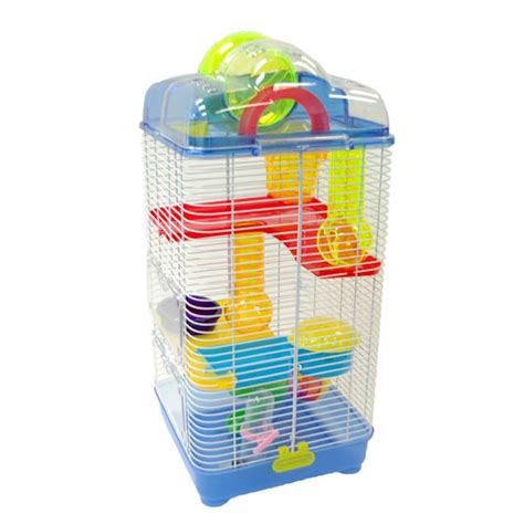 Yml 3 Level Plastic Clear And Blue Hamster Cage 10 L X 10 W X 23 H
